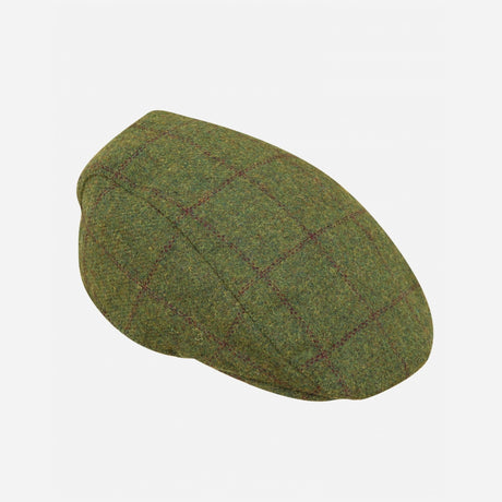 Hoggs of Fife Windowpane Waterproof Tweed Cap Olive/Wine - Wild & Moor